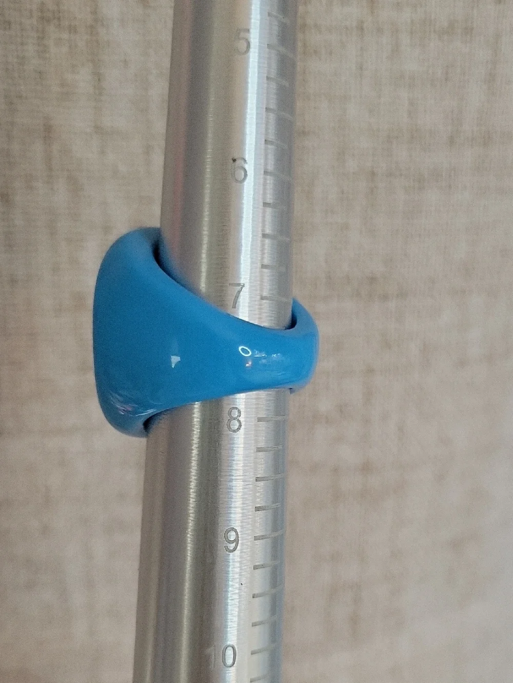 Sky Blue Concave Contour Ring, metal free